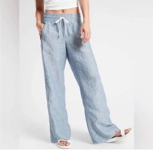 Athleta Cabo linen wide leg pants  4 tall